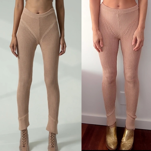 NWT Ruve Shop SET knit futuristic natural almond tan pant set XS - Picture 2 of 9